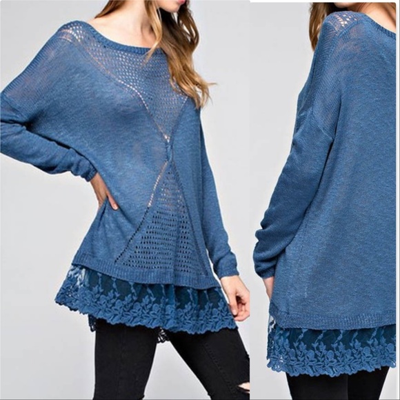 LOVELY BLUE KNIT TOP - Picture 3 of 3